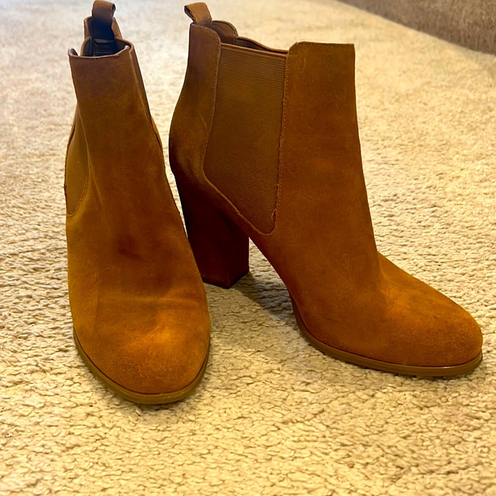 MICHAEL Michael Kors Suede Chelsea Block Heel Ankle Boots - Cognac